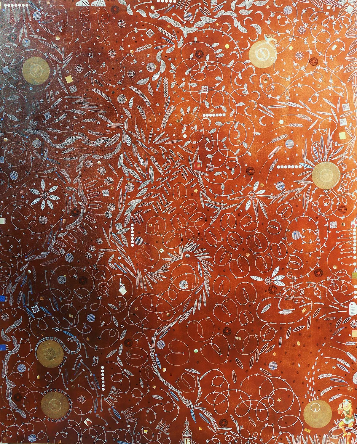marrone 99×82 olio acrilico collage